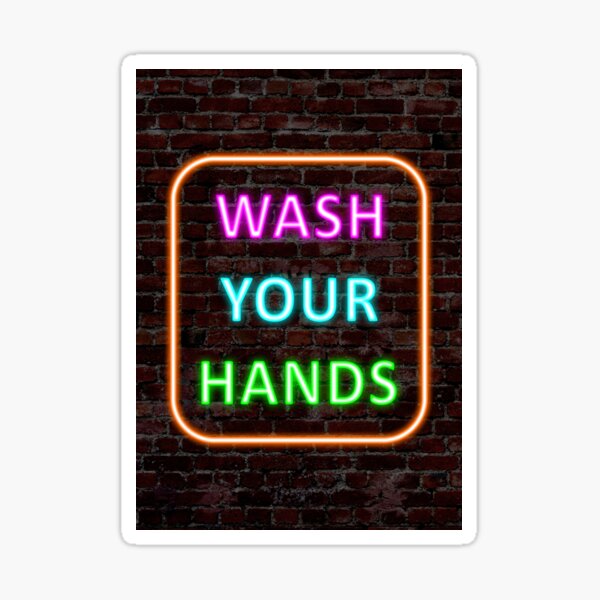 Item preview, Wash your hands warning neon sign designed and sold by BigTime.