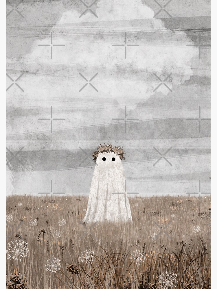 Thumbnail 3 of 3, Sticker, There's a Ghost in The meadow Autumn designed and sold by katherineblower.