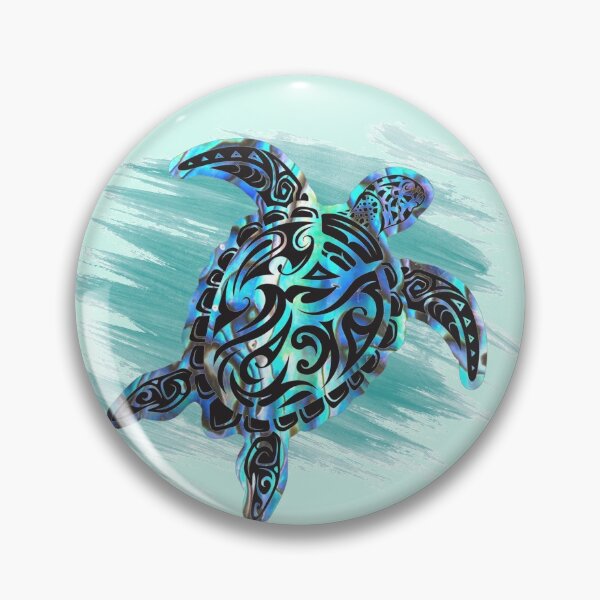 Item preview, Swimming seat turtle  in tribal style and blue paua background designed and sold by headpossum.
