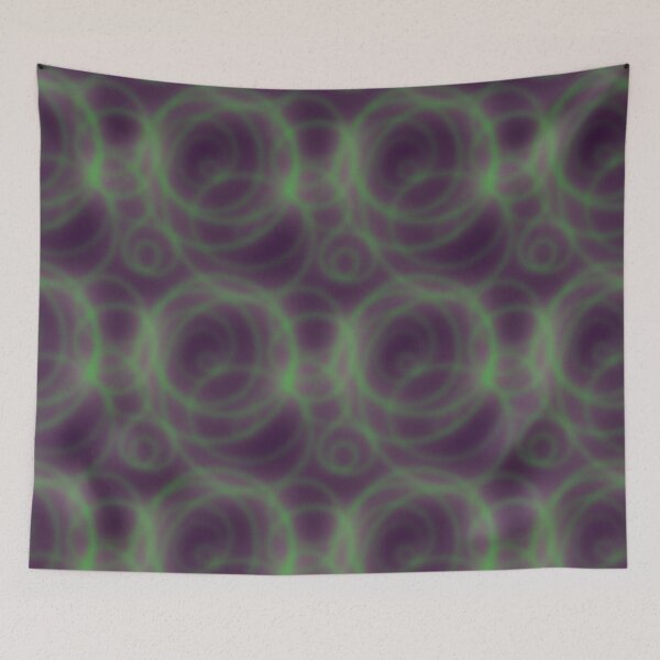 Item preview, Glowing Green Organic Swirly Spirals pattern on deep purple back ground designed and sold by nutmegfairy.