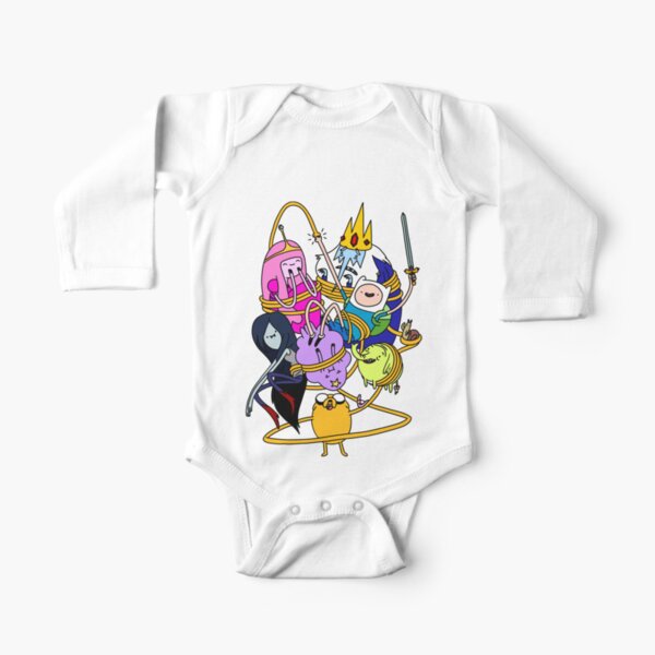 Princess Bubblegum, Marceline, Ice King, Lumpy Space Princess, Tree Trunks ,Finn und Jake Long Sleeve Baby One-Piece