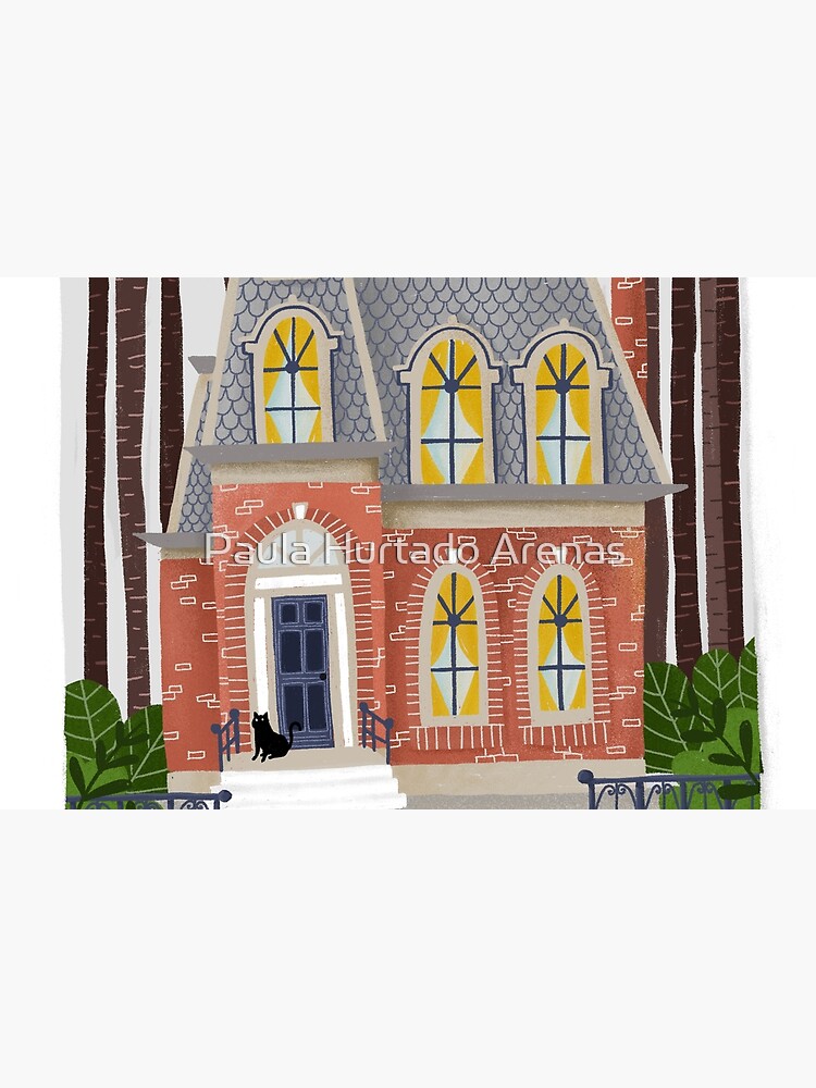 Imagen 2 de 2, Vinilo para portátil con la obra Pequeña casa antigua con gatos negros, diseñada y vendida por paulahurtado.