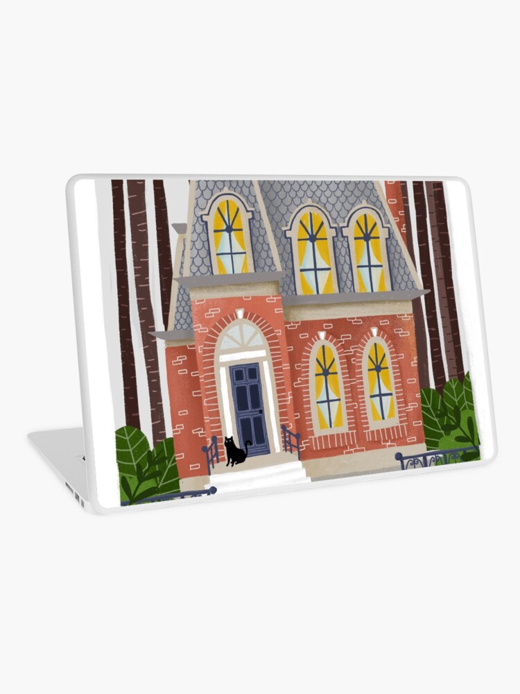 Imagen 1 de 2, Vinilo para portátil con la obra Pequeña casa antigua con gatos negros, diseñada y vendida por paulahurtado.