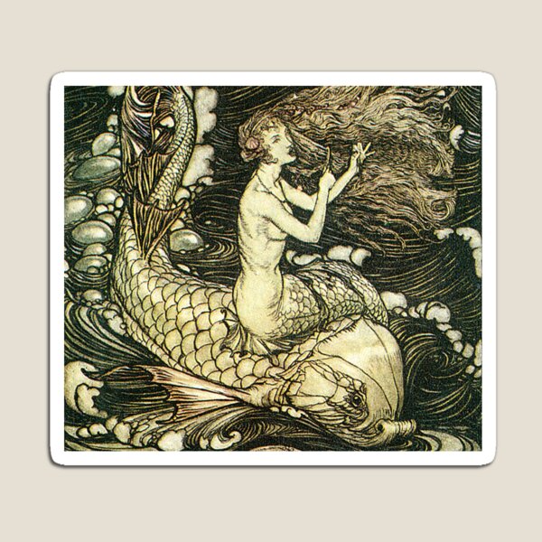 Victorian Mermaid Illustration Magnet