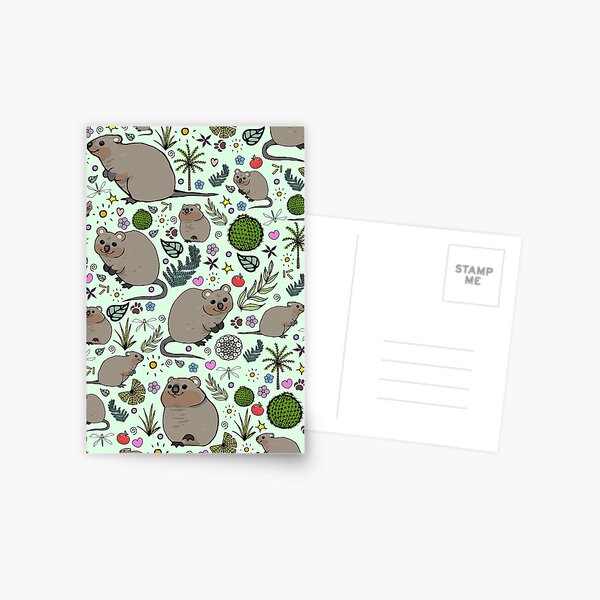 Quokkas en vert Carte postale