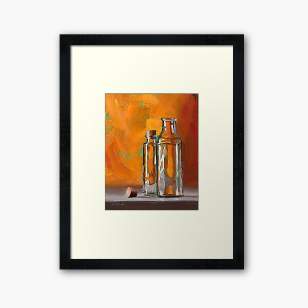 Bottles With Turquoise Framed Art Print