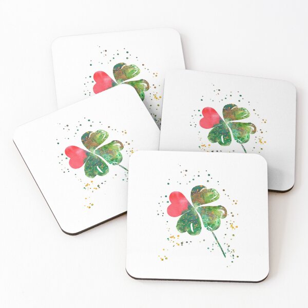 Item preview, Heart with four-leaf clovers designed and sold by Rosaliartbook.