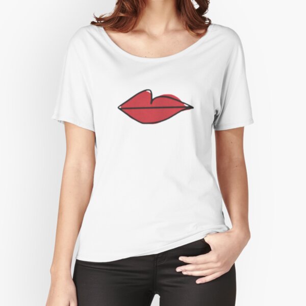 red lips white shirt