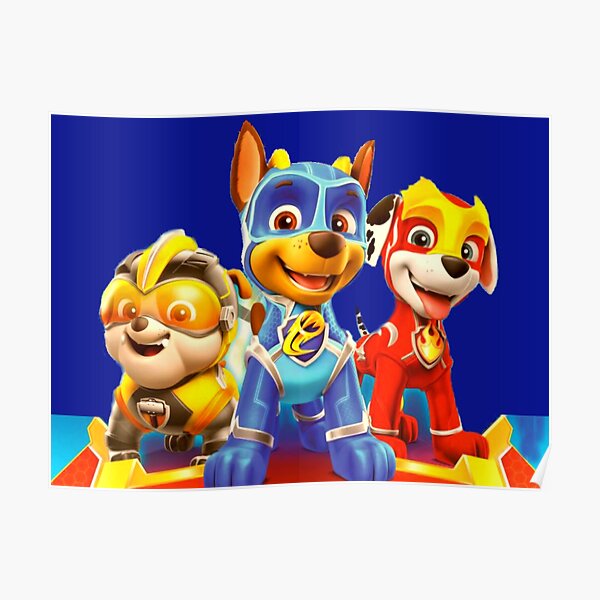 Personajes de Paw Patrol Mighty Pups Póster