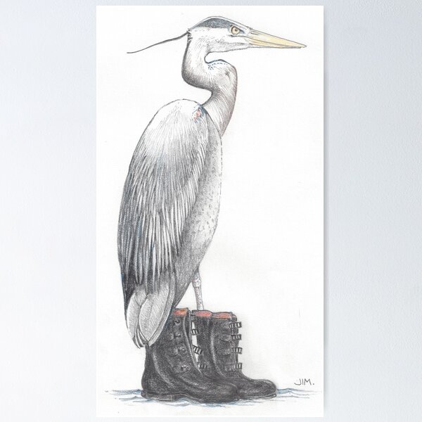 Item preview, Great blue heron in galoshes designed and sold by JimsBirds.