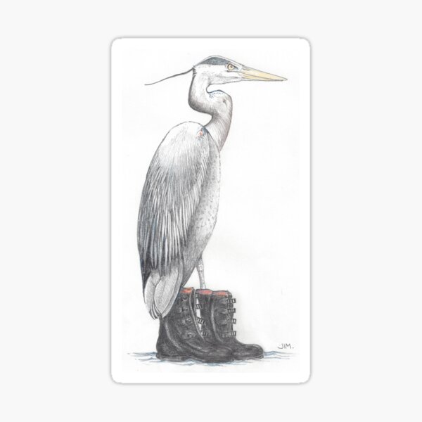 Item preview, Great blue heron in galoshes designed and sold by JimsBirds.