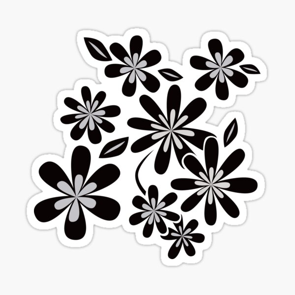 "Black and White Flowers" Sticker for Sale by abbymartino Redbubble