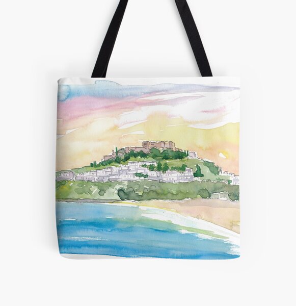 Lindos Rhodes Fortress at Sunset Tote Bag for Sale by artshop77