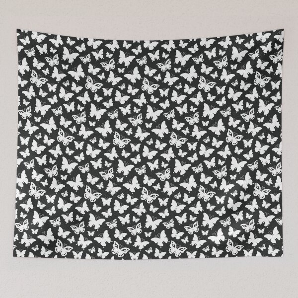 Aperçu de l'œuvre Motif de jolis papillons blancs sur fond noir créée et vendue par Deviser.