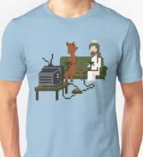 Jesus And Devil Playing Video Games Pixel Art Unisex T-Shirt