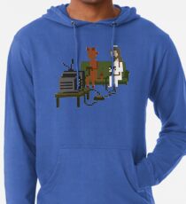 Jesus And Devil Playing Video Games Pixel Art Lightweight Hoodie