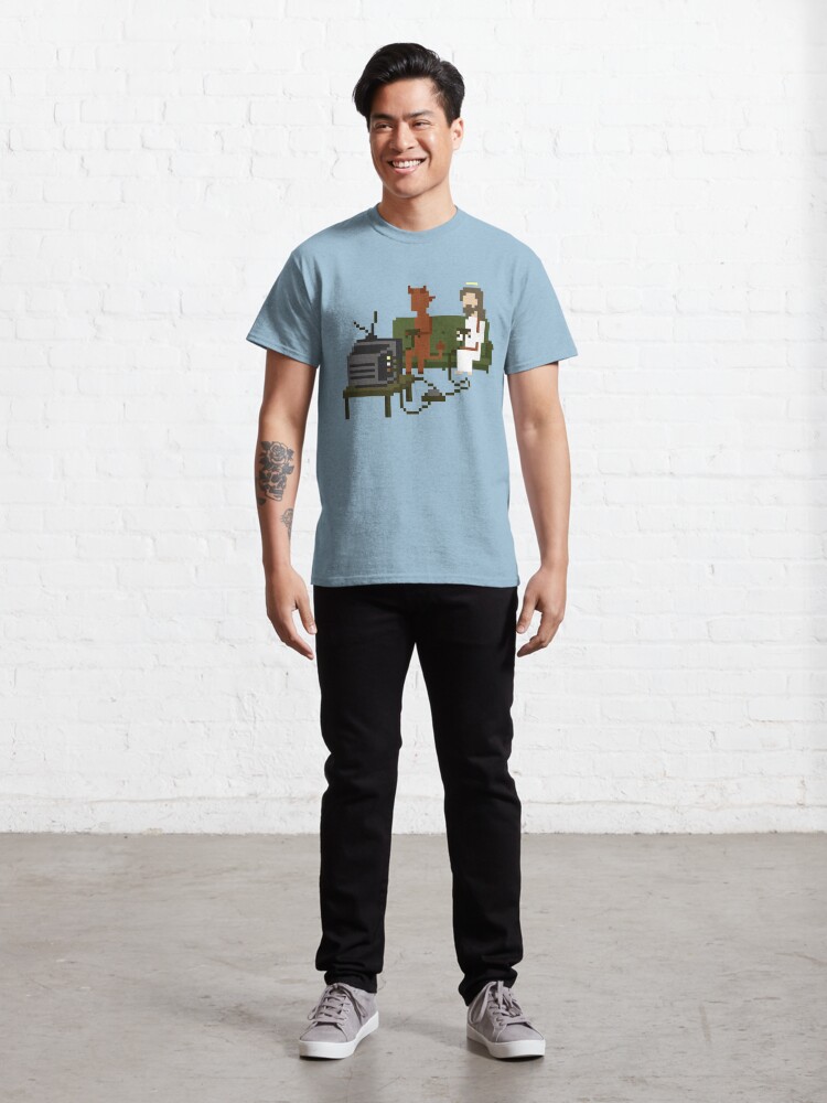 Alternate view of Jesus And Devil Playing Video Games Pixel Art Classic T-Shirt