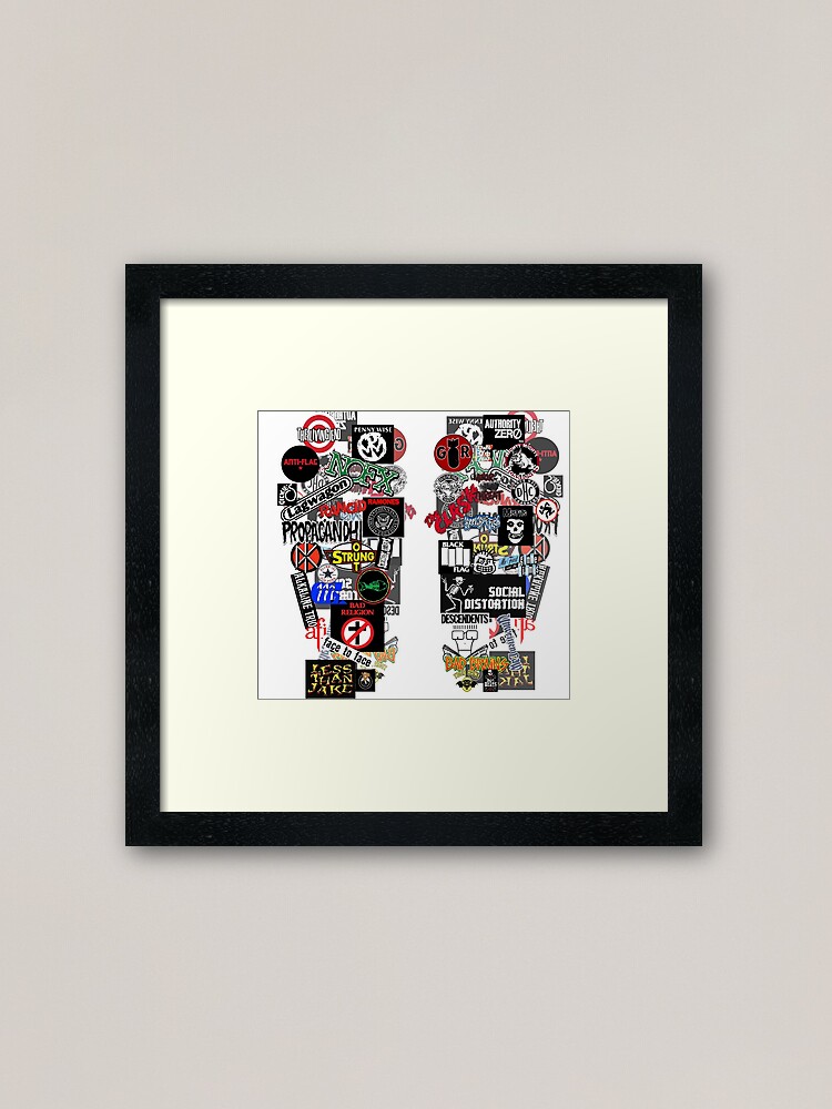 "punk rock sticker wall" Framed Art Print by gjnilespop | Redbubble