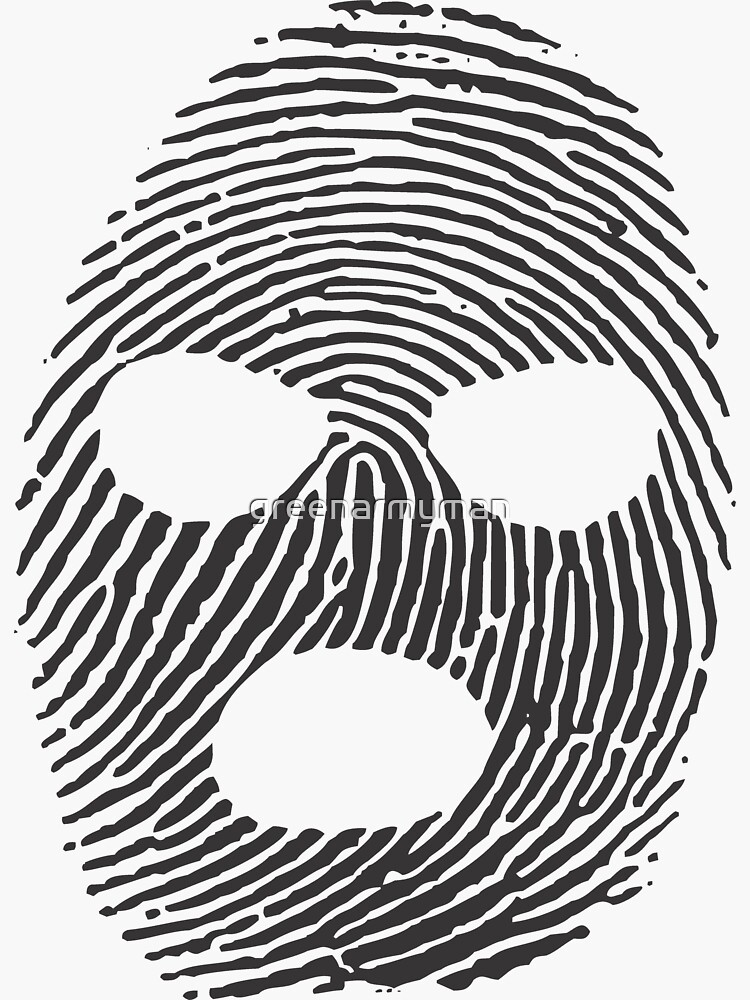 Thumbnail 3 of 3, Sticker, finger print mask designed and sold by greenarmyman.