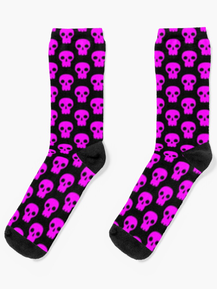 Pink Cookie Design Skull Graphic Orange Sock Long Socks Striped