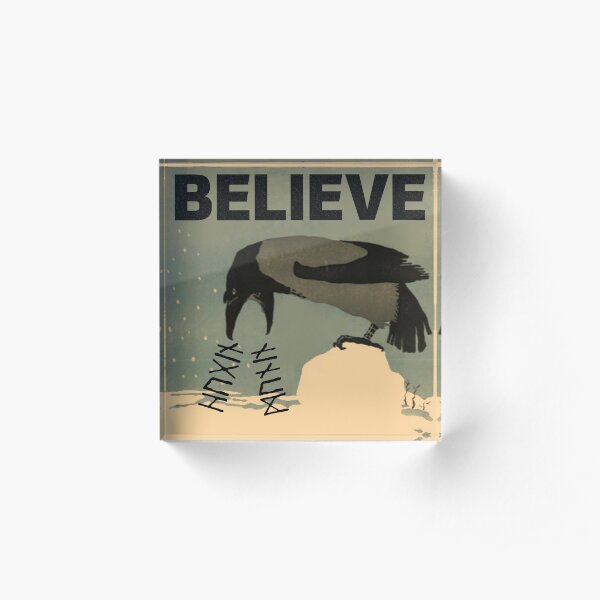 Believe in Odin - Hugin and Munin Acrylic Block