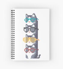 Cats In Glasses Pile Pixel Art Spiral Notebook