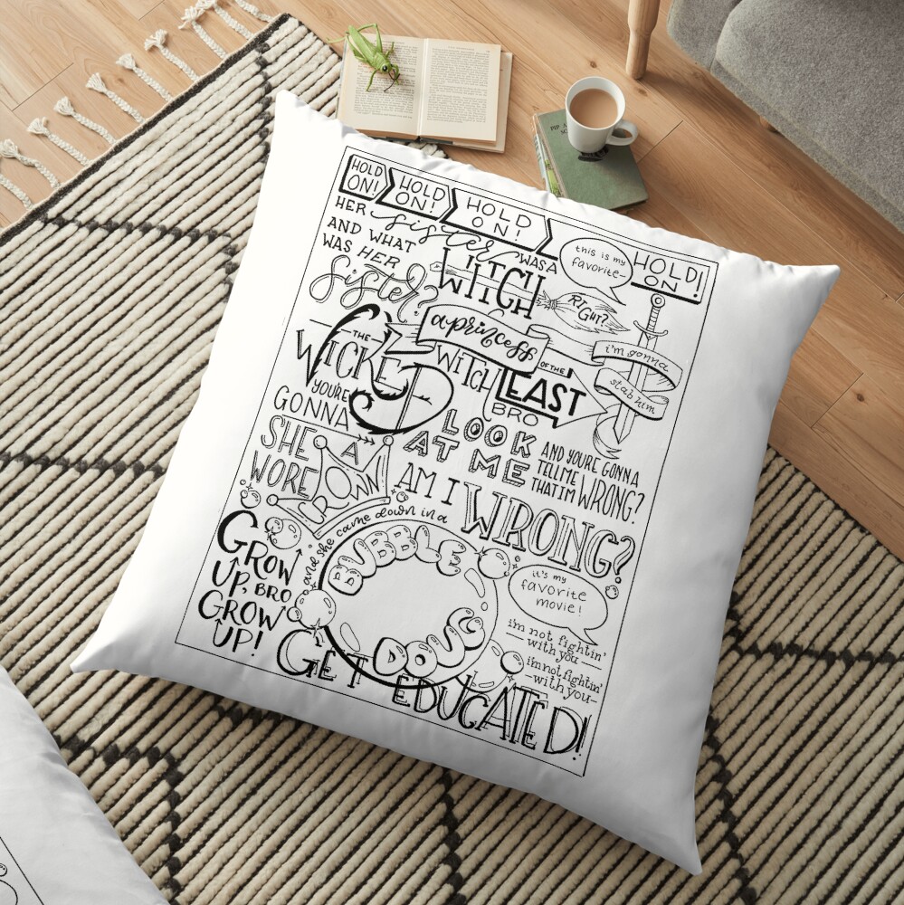 The Wicked Witch of the East Bro Hand Lettered Floor Pillow
