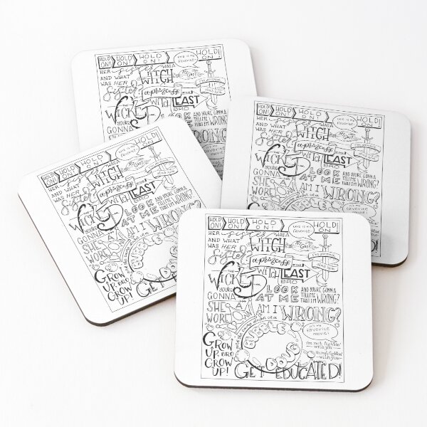 The Wicked Witch of the East Bro Hand Lettered Coasters (Set of 4)