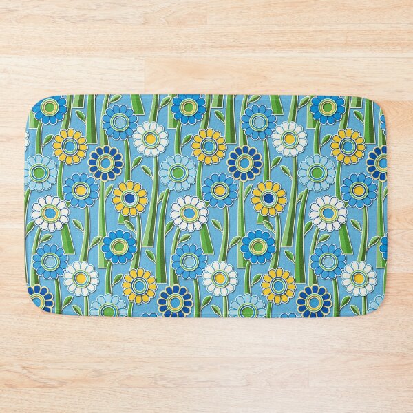 Item preview, Paper Cut Gerber Daisies // Version 9 // Wedgewood Blue, Ivory, Yellow, Aqua, Navy, Turquoise designed and sold by Elsy's Art.