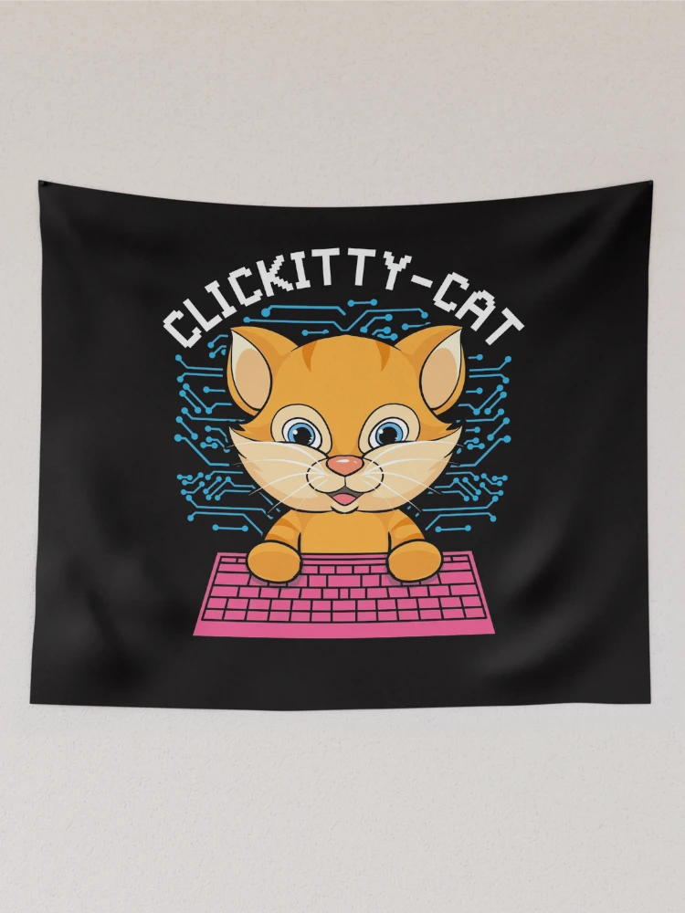 Thumbnail 2 von 3, Wandbehang, Clickitty Cat Coder Code Computerprogrammierer designt und verkauft von frittata.