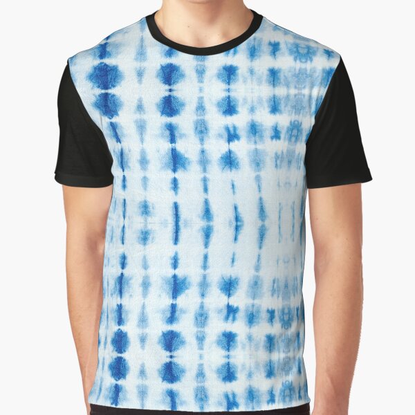 Indigo Blue and white tie dye pattern lines Graphic T-Shirt