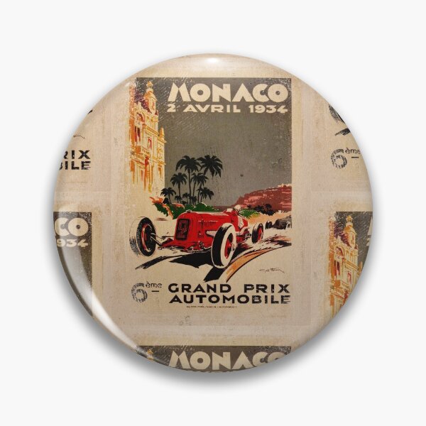 1934 Monaco Grand Prix Automobile Poster Pin
