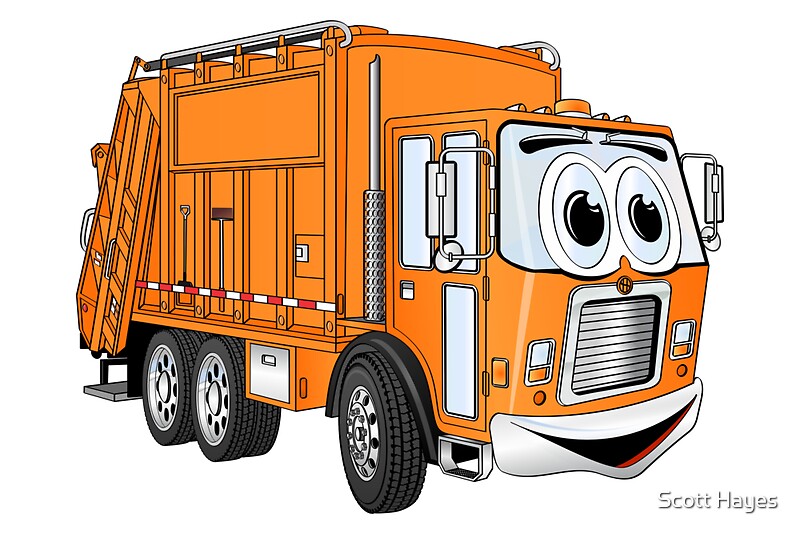 orange garbage truck drawing