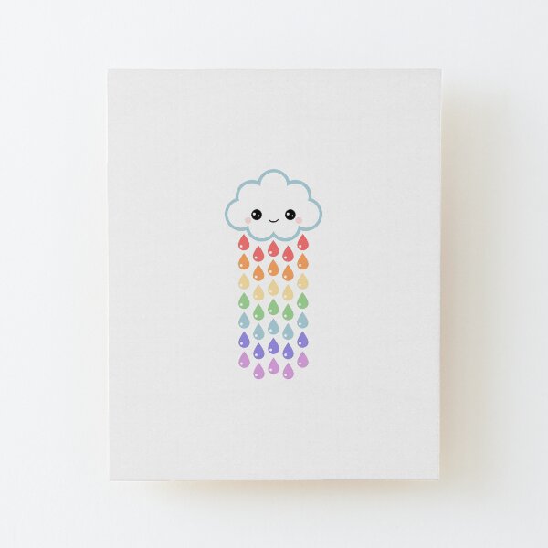 Nuage de pluie mignon Impression montée sur bois