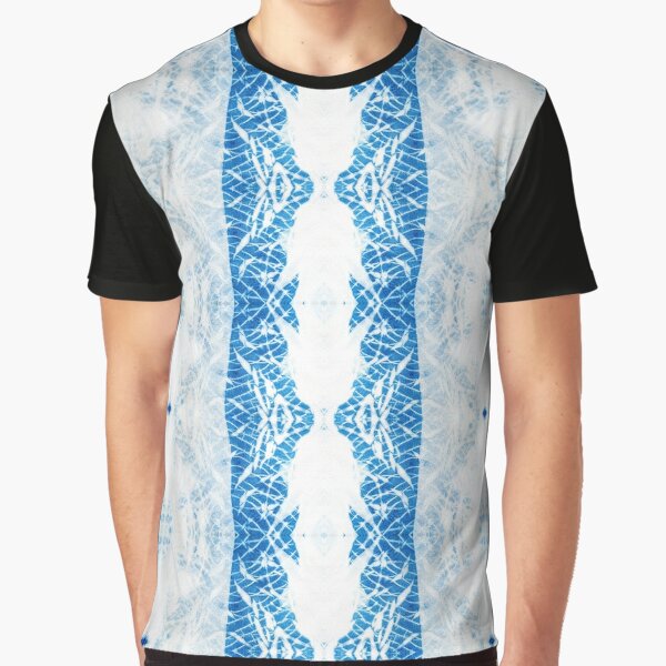  Indigo Bamboo Tie Dye Pattern Graphic T-Shirt
