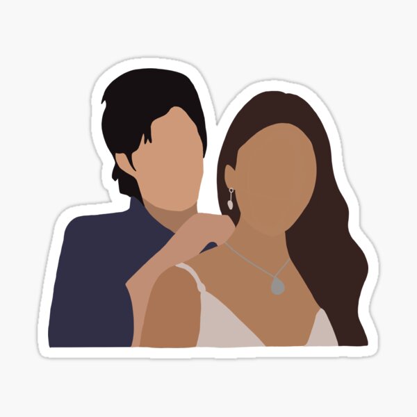 Item preview, damon and elena sticker  designed and sold by alyssarae12.
