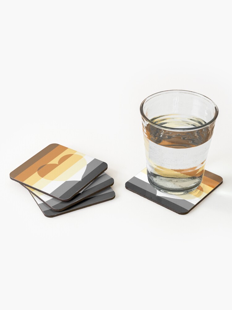 Alternate view of LGBTQ Flag with Hearts v2 - Bear Coasters (Set of 4)