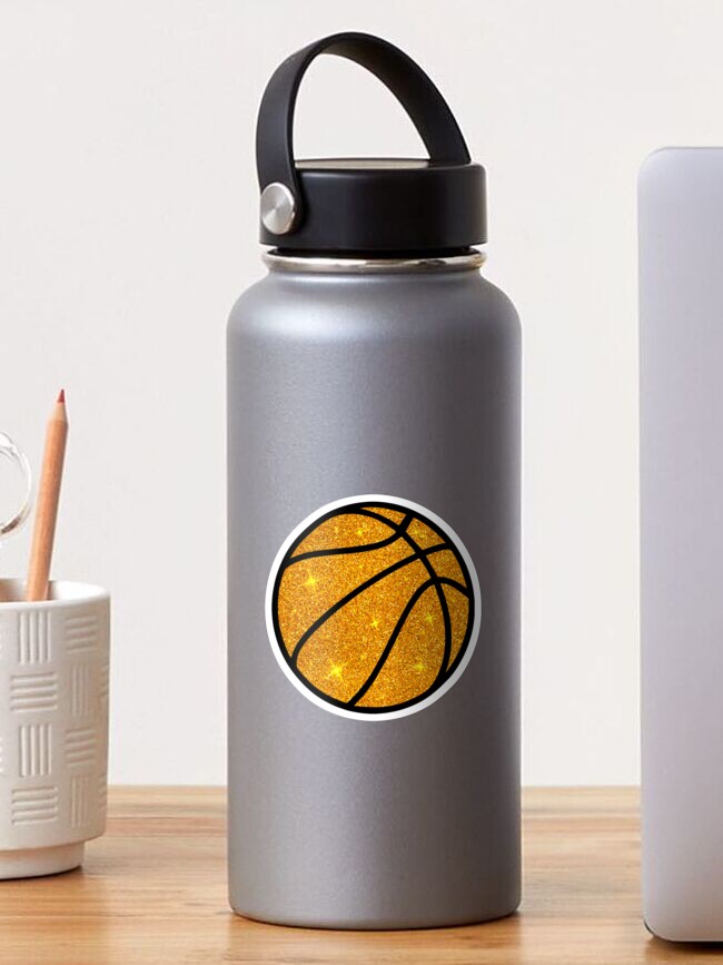 Basketball Glitter Sport Water Bottle. Stainless Steel Cup. 