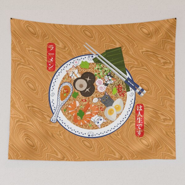 Item preview, Modern Flat - Maneki-neko Ramen is Life Bowl  designed and sold by WickedRefined - Nicole Demereckis.