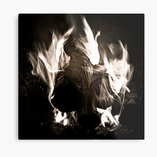 Black and White Fire Metal Print