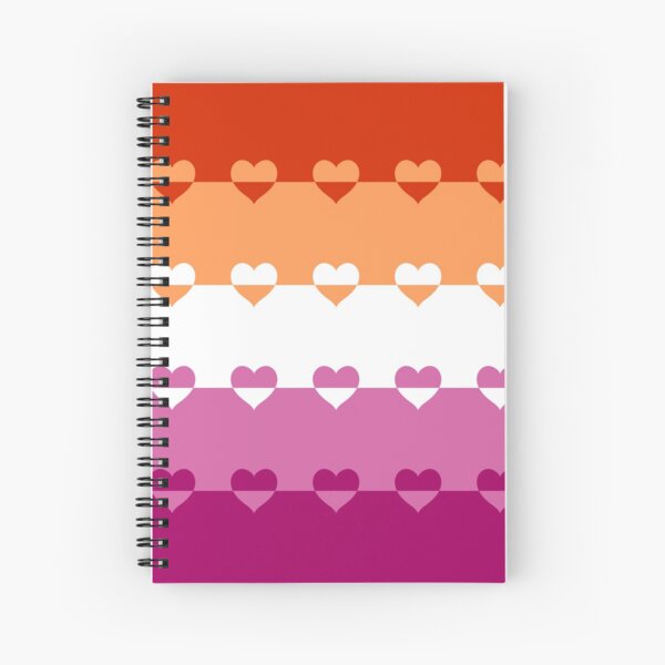 LGBTQ Flag with Hearts v1 - Lesbian Spiral Notebook