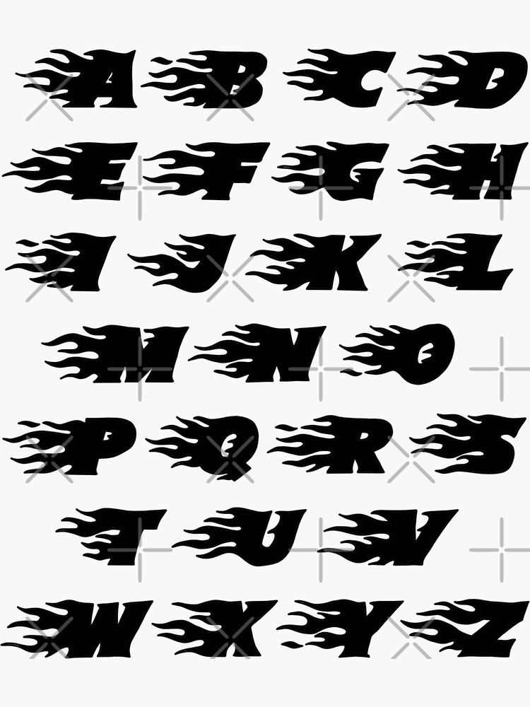 Black Fire Font (Initial stickers!) Sticker for Sale by Jenna Gardner