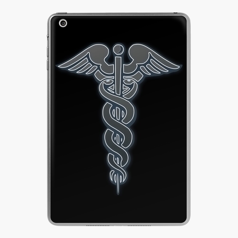 Coque et skin adhésive iPad for Sale avec l'œuvre « Caduceus Art Medical,  illustration médicale, autocollants caducée floral, symbole médical » de  l'artiste Collagedream