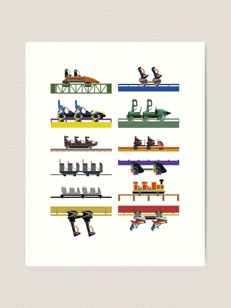 Alternate view of Six Flags Great Adventure Coaster Cars Design (With Jersey Devil) Art Print