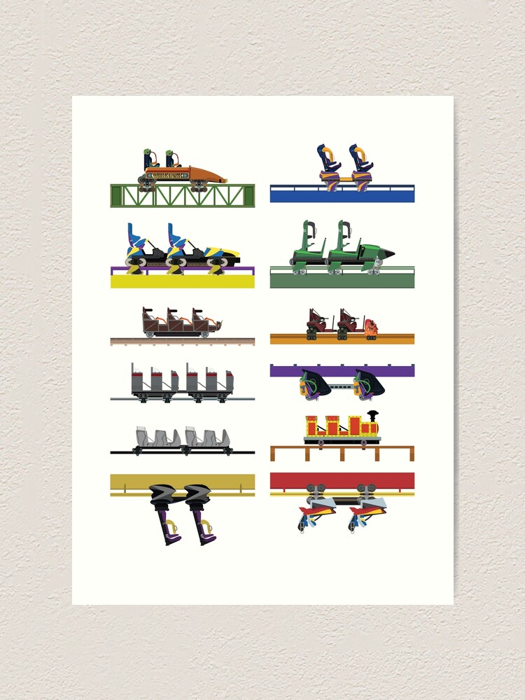 Alternate view of Six Flags Great Adventure Coaster Cars Design (With Jersey Devil) Art Print