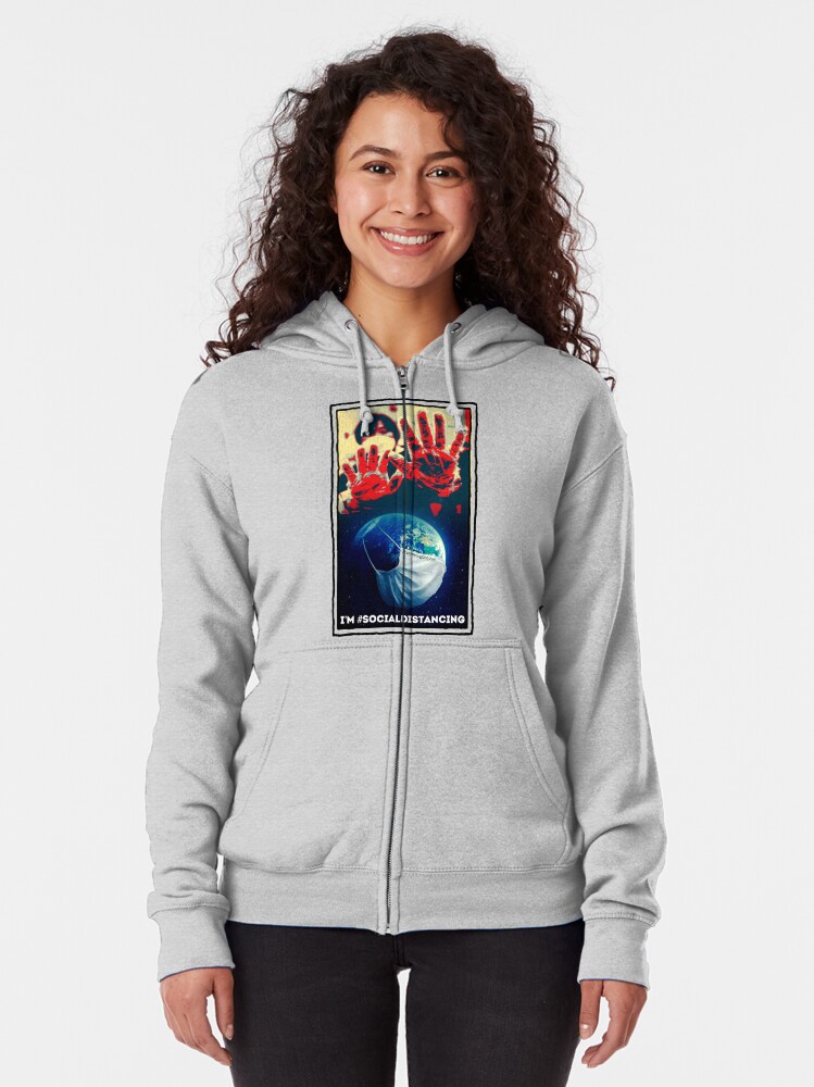 Alternate view of I’m Social Distancing Zipped Hoodie