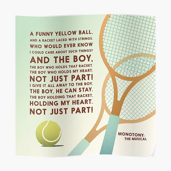 Tennis Song Lyric Art Poster