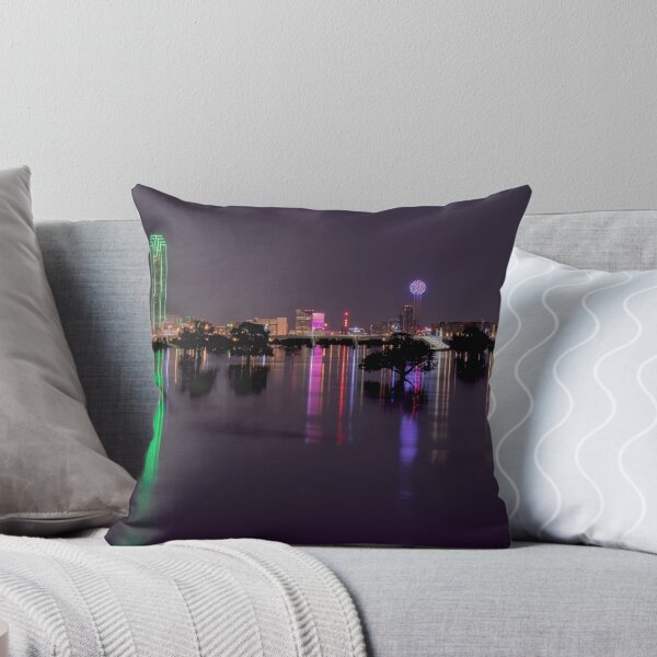 Item preview, Dallas Skyline at night beyond flooded Trinity River designed and sold by Stretch Clendennen.