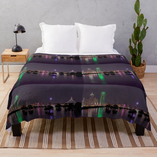 Item preview, Dallas Skyline at night beyond flooded Trinity River designed and sold by Stretch Clendennen.