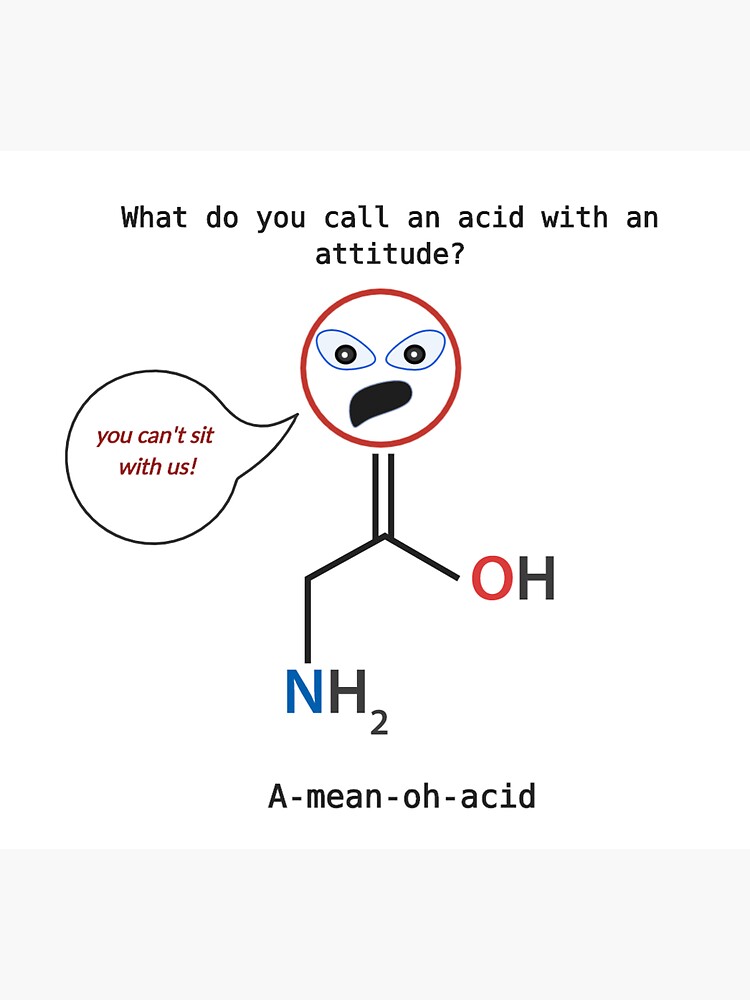 "amino acid joke" Sticker by MeemoFayyad Redbubble